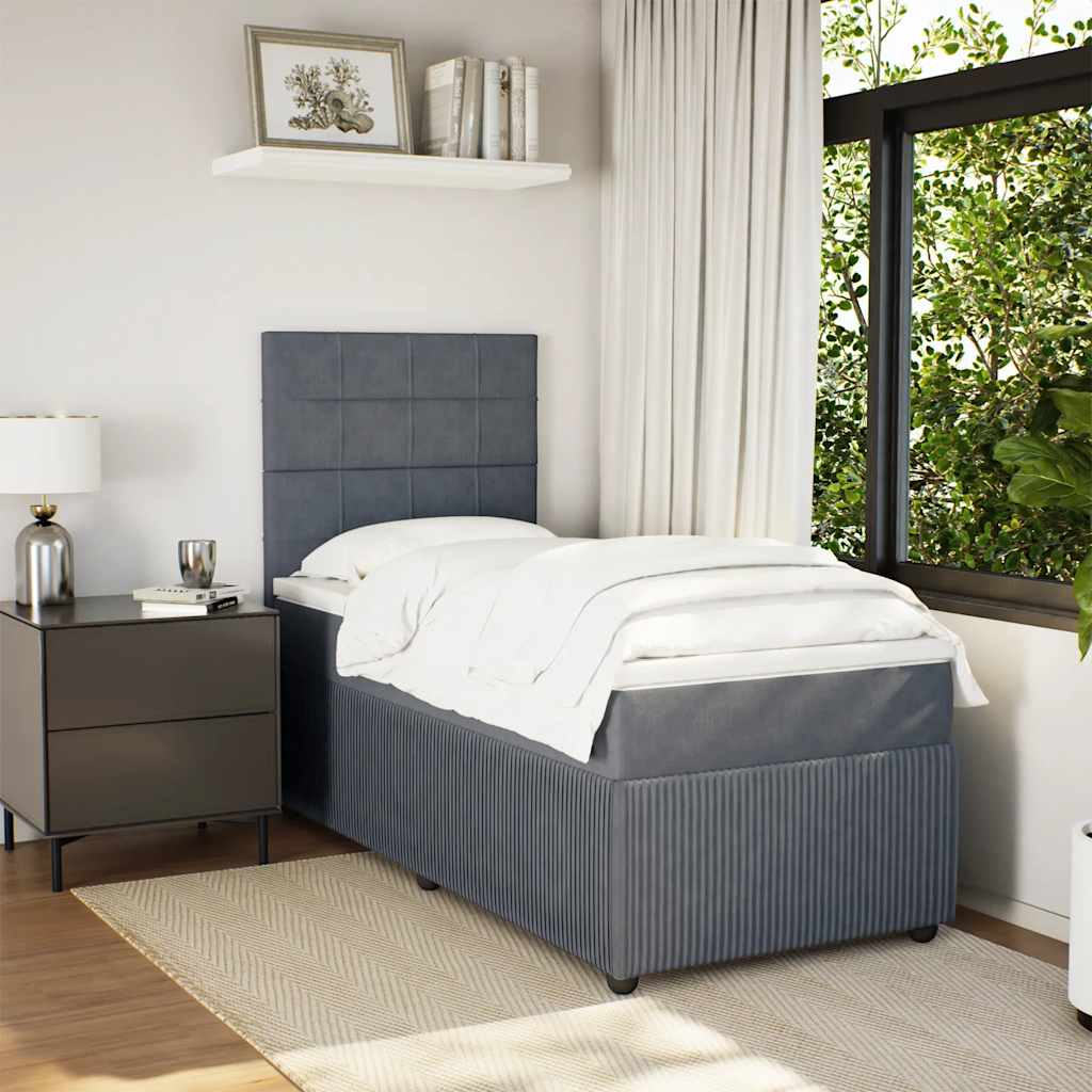 Box spring krevet s madracem tamnosivi 100x200 cm baršunasti