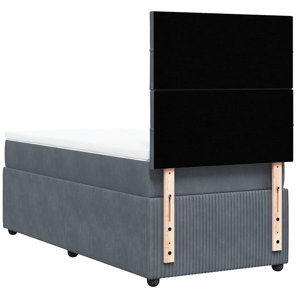 Box spring krevet s madracem tamnosivi 100x200 cm baršunasti