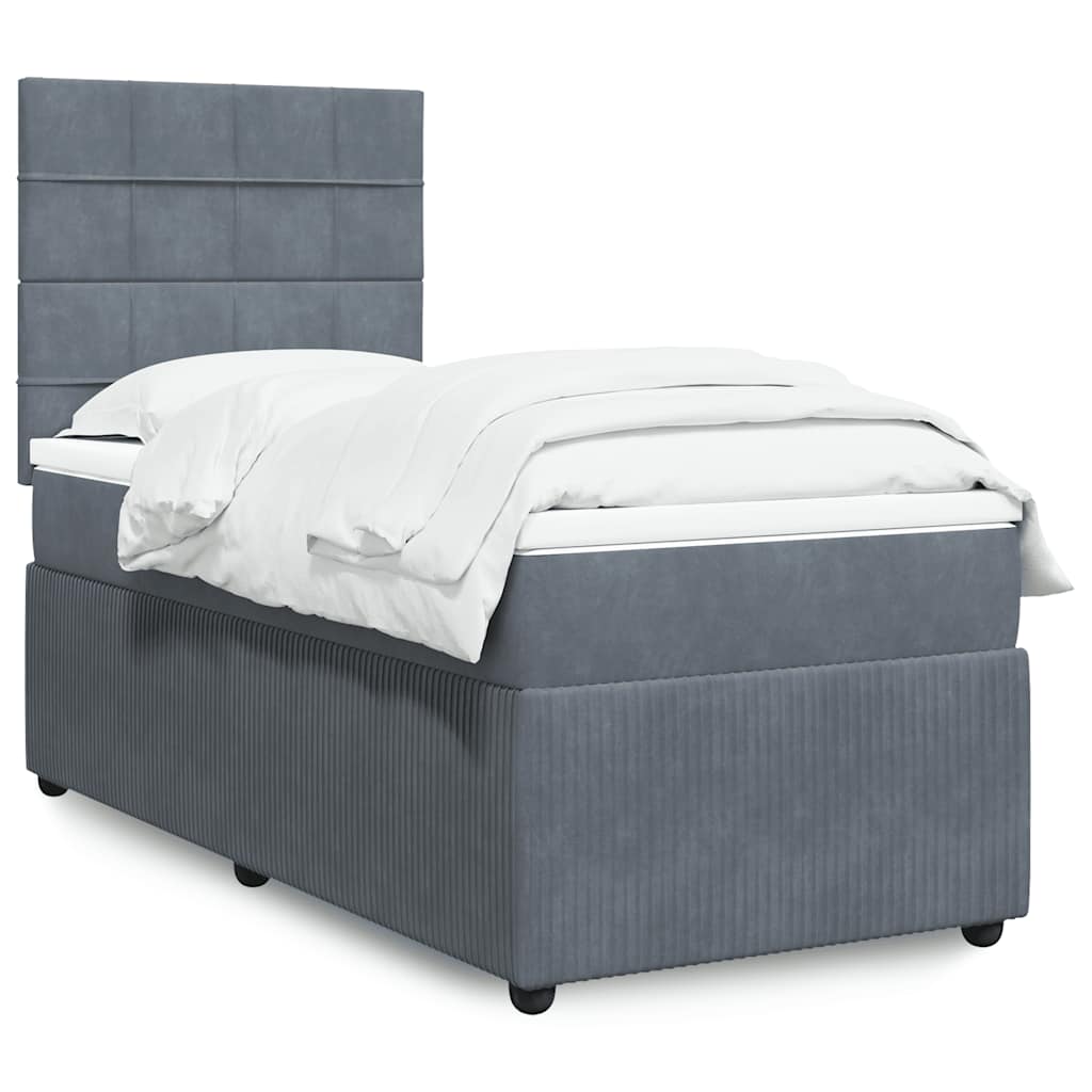 Box spring krevet s madracem tamnosivi 100x200 cm baršunasti