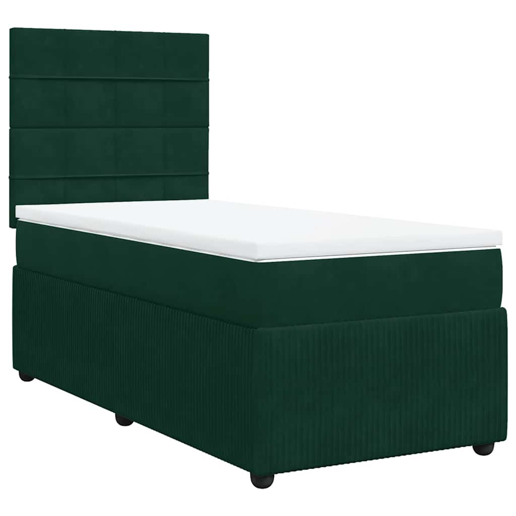 Box spring krevet s madracem tamnozeleni 100x200 cm baršunasti