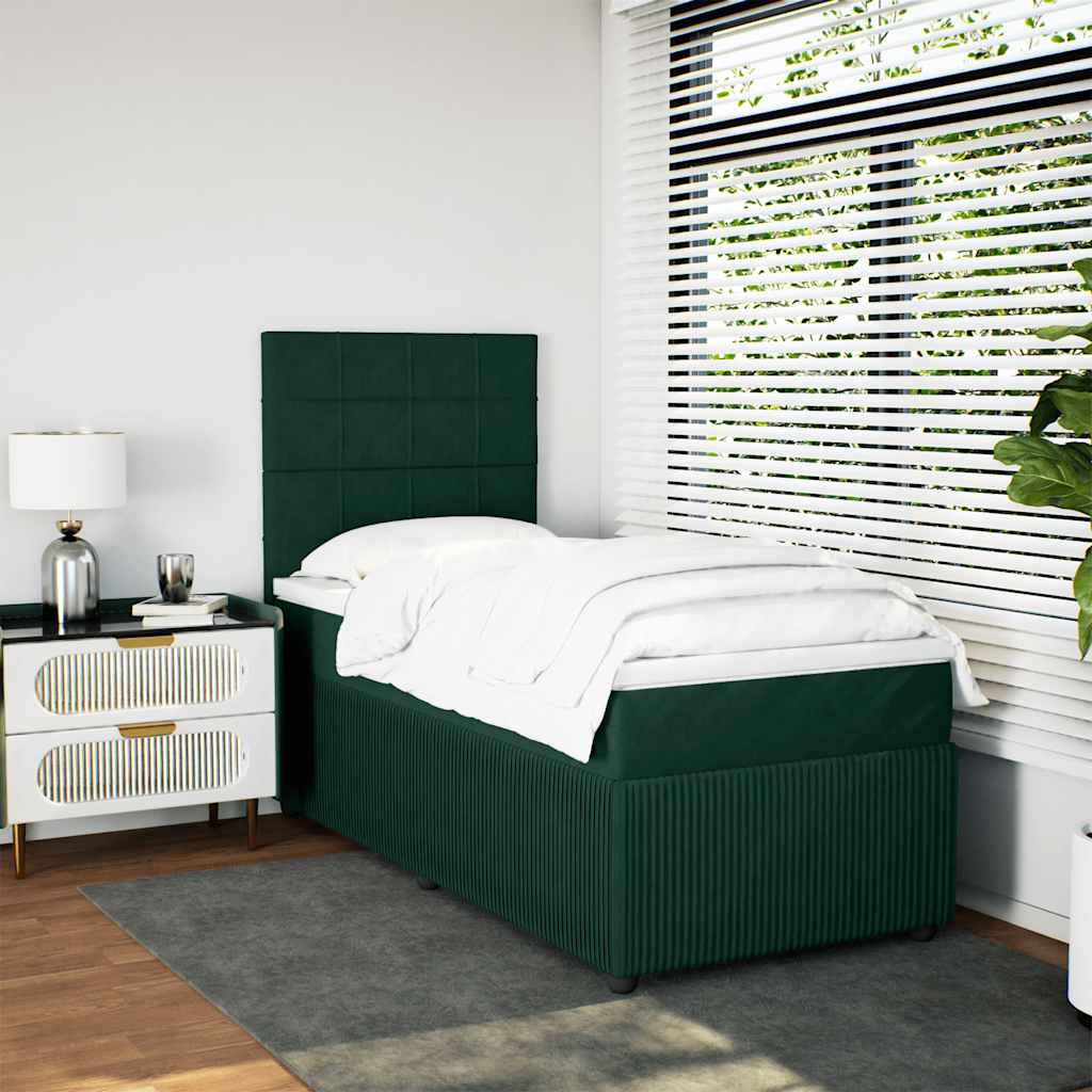Box spring krevet s madracem tamnozeleni 100x200 cm baršunasti