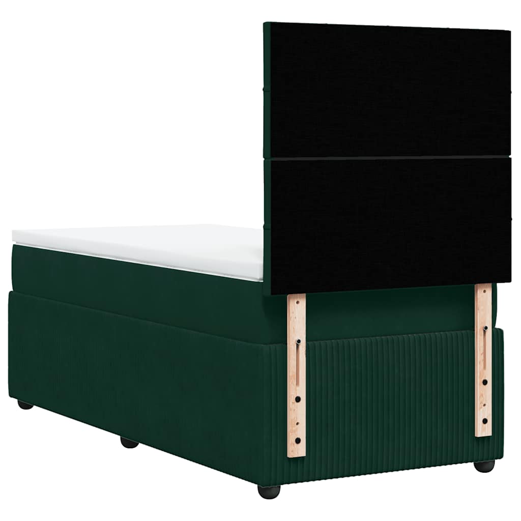 Box spring krevet s madracem tamnozeleni 100x200 cm baršunasti