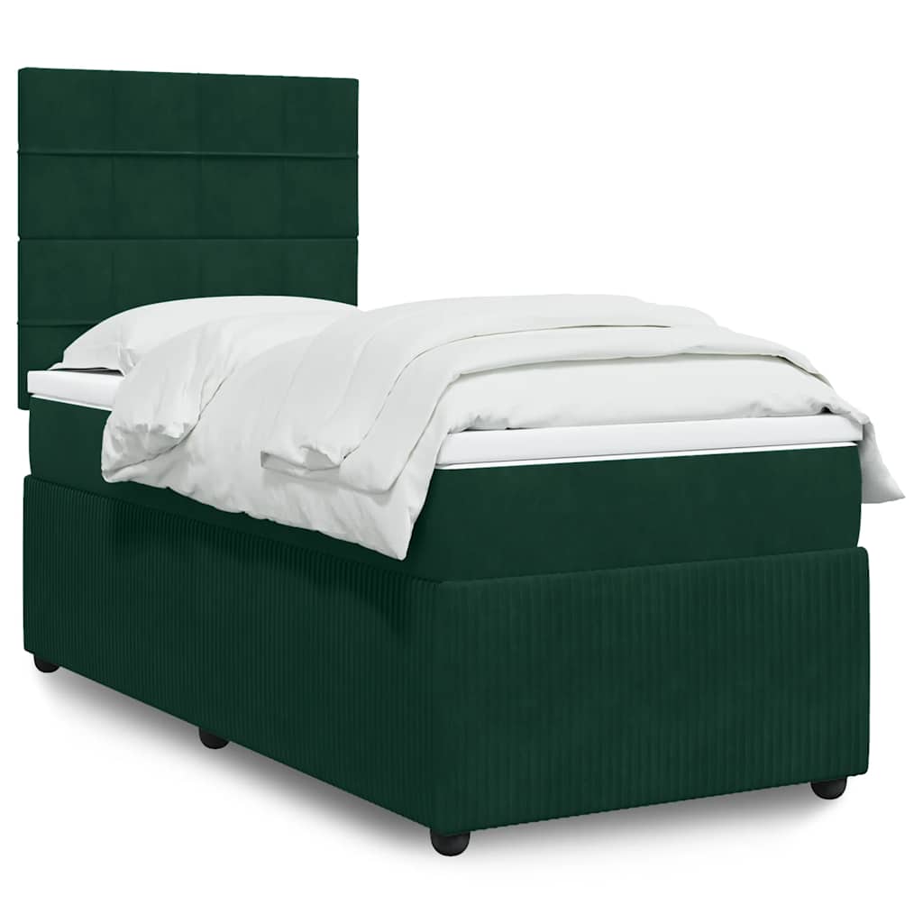 Box spring krevet s madracem tamnozeleni 100x200 cm baršunasti