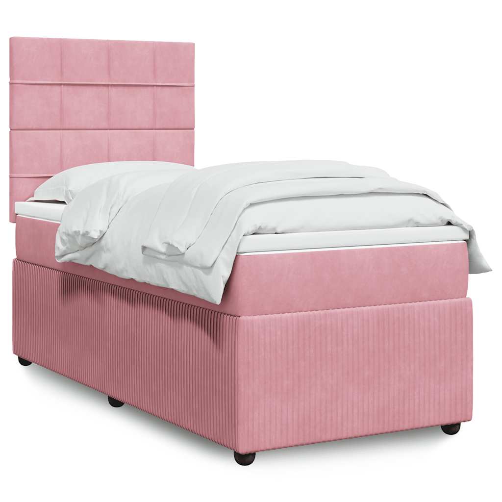 Box spring krevet s madracem ružičasti 100x200 cm baršunasti