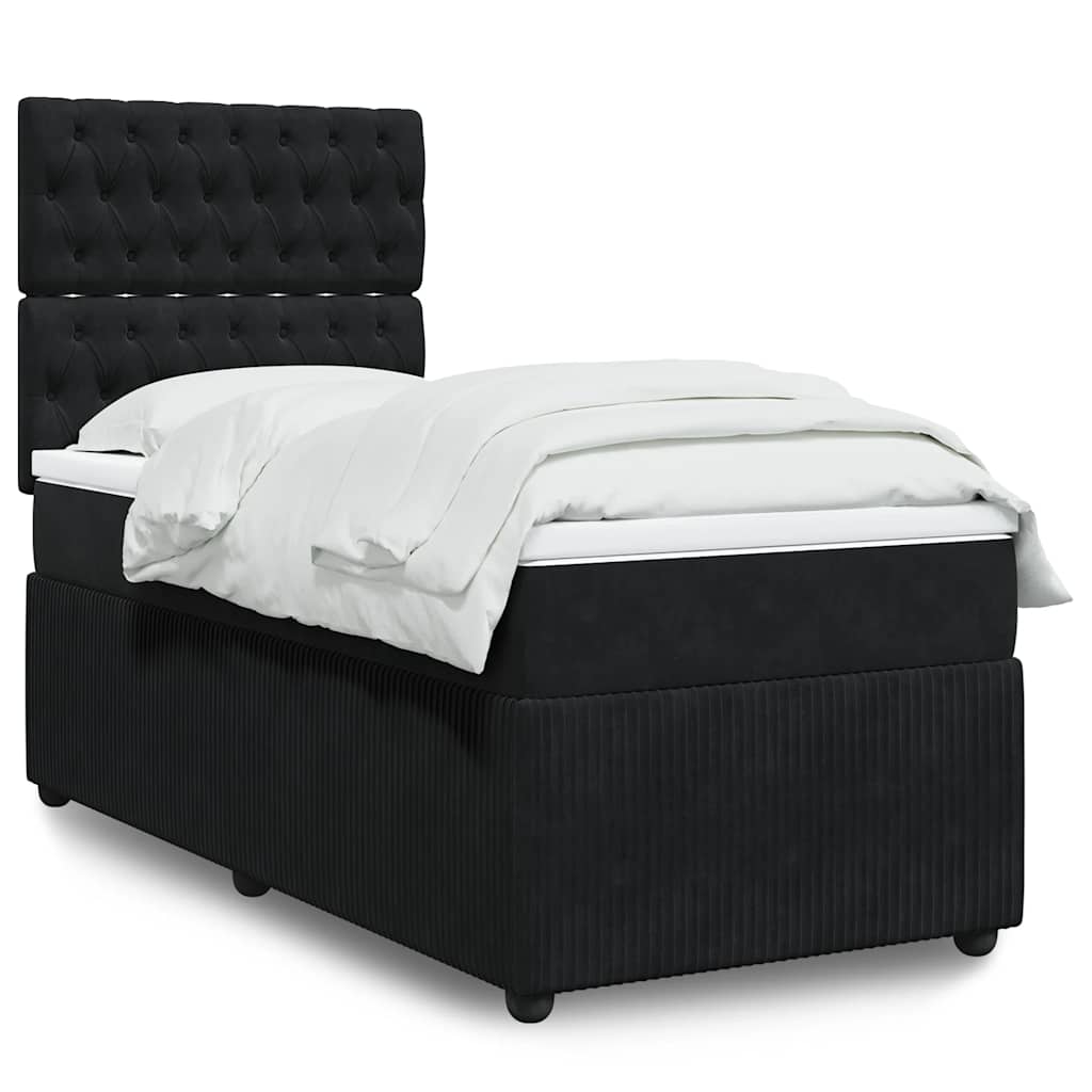 Box spring krevet s madracem tamnoplavi baršunasti