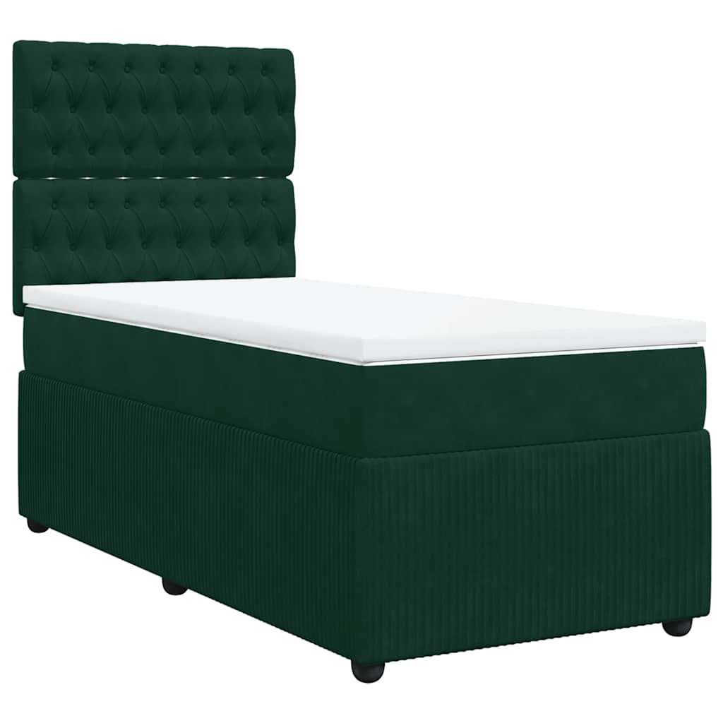 Box spring krevet s madracem tamnozeleni 100x200 cm baršunasti