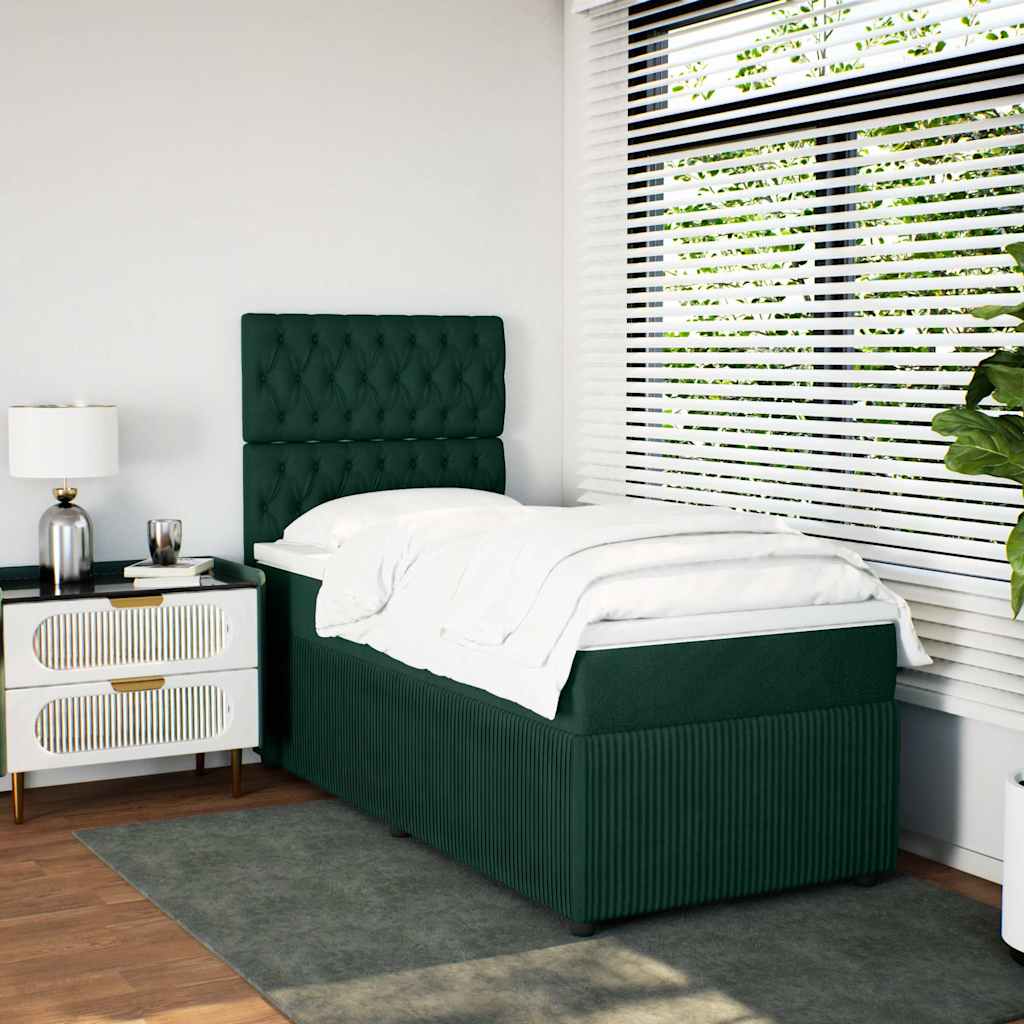 Box spring krevet s madracem tamnozeleni 100x200 cm baršunasti