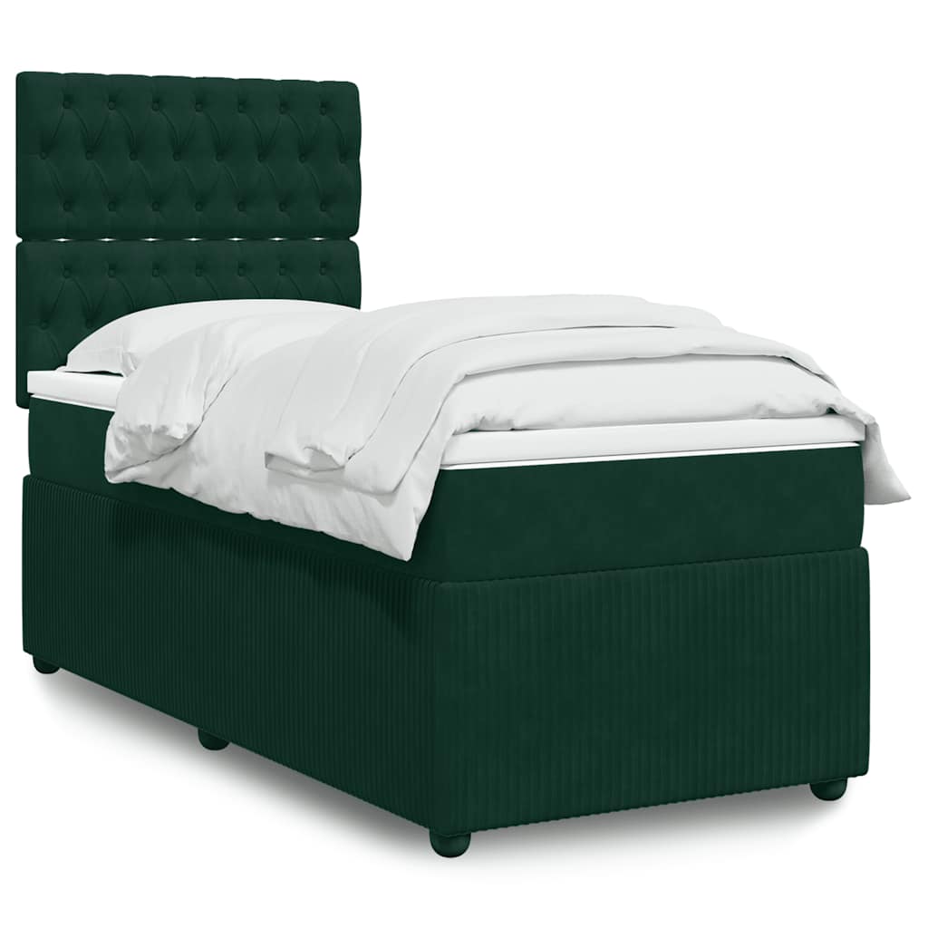 Box spring krevet s madracem tamnozeleni 100x200 cm baršunasti