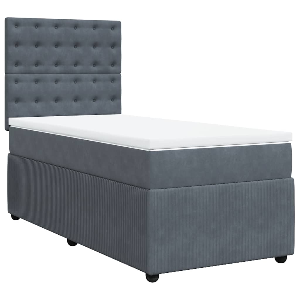Box spring krevet s madracem tamnosivi 100x200 cm baršunasti