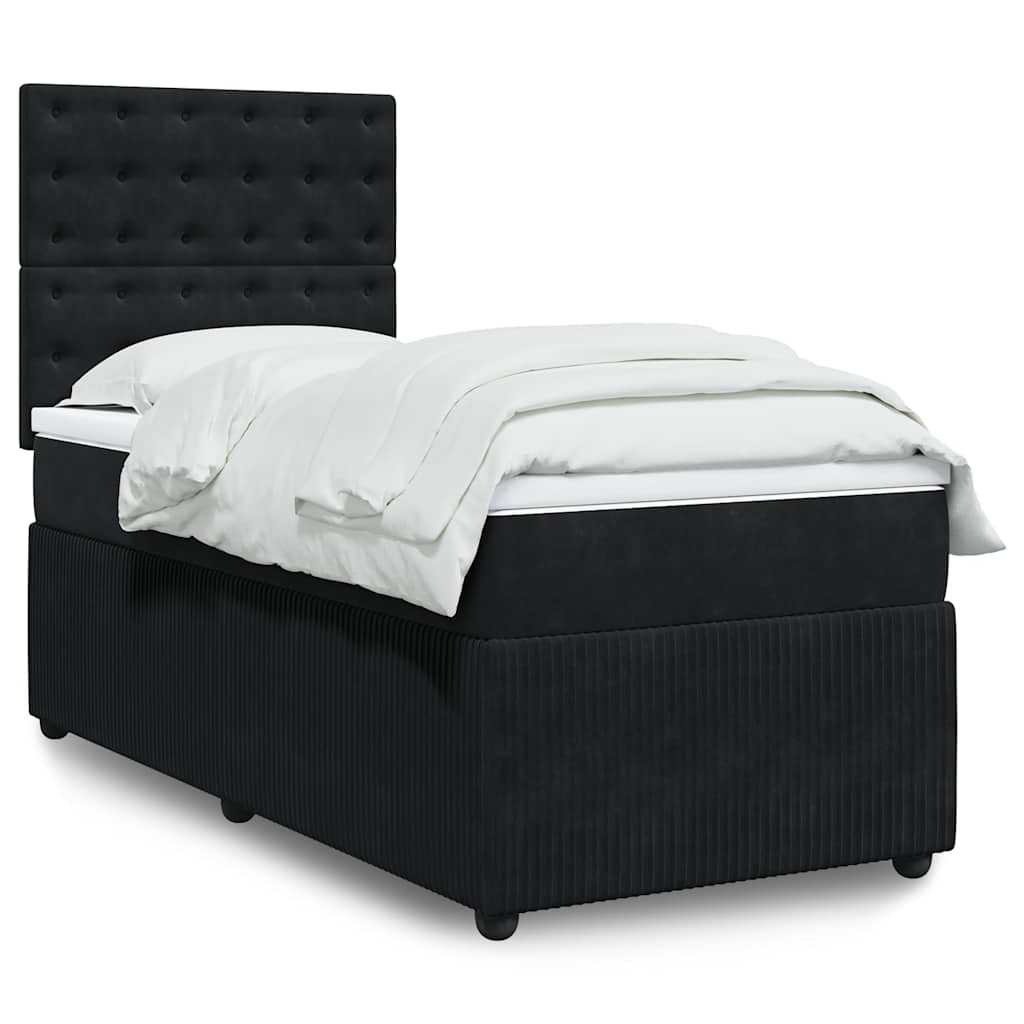 Box spring krevet s madracem tamnoplavi baršunasti