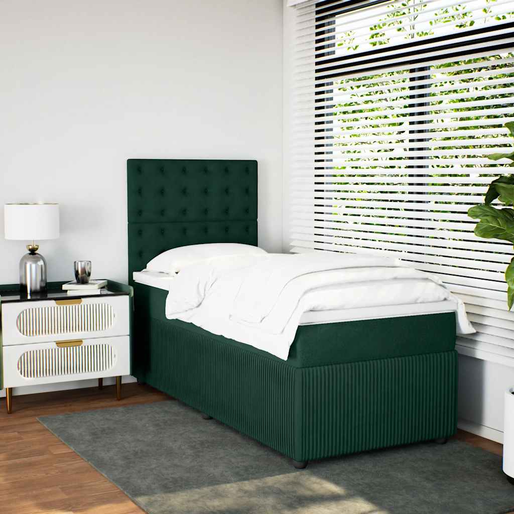 Box spring krevet s madracem tamnozeleni 100x200 cm baršunasti
