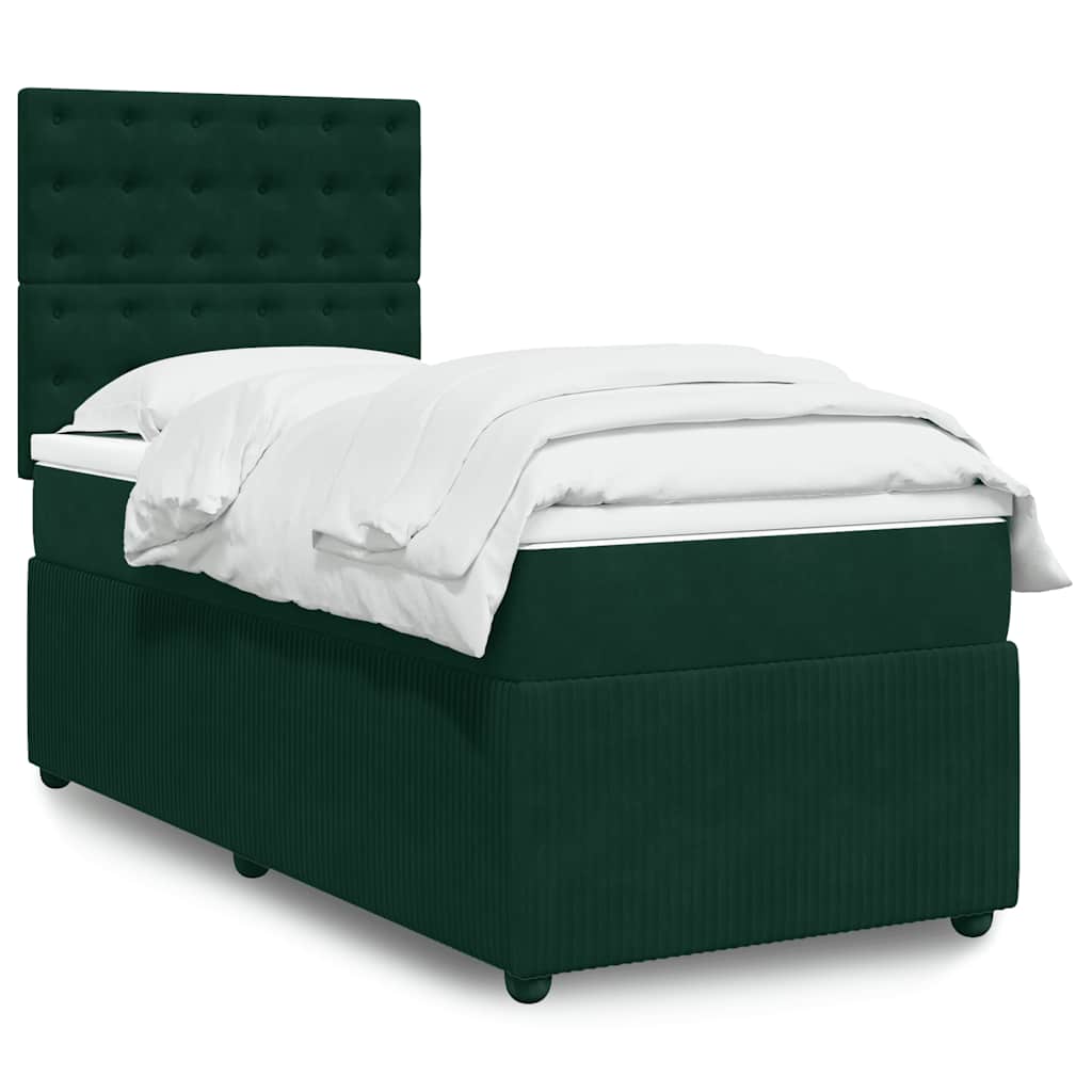 Box spring krevet s madracem tamnozeleni 100x200 cm baršunasti