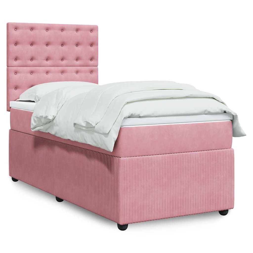 Box spring krevet s madracem ružičasti 100x200 cm baršunasti