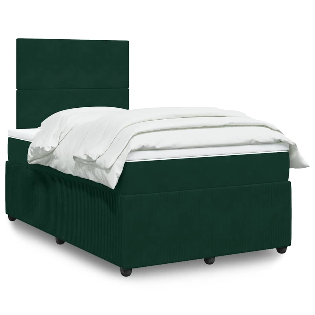 Krevet box spring s madracem tamnozeleni 120x190 cm baršunasti