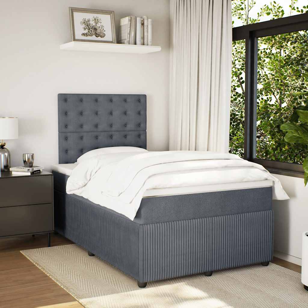 Krevet box spring s madracem tamnosivi 120 x 190 cm baršun