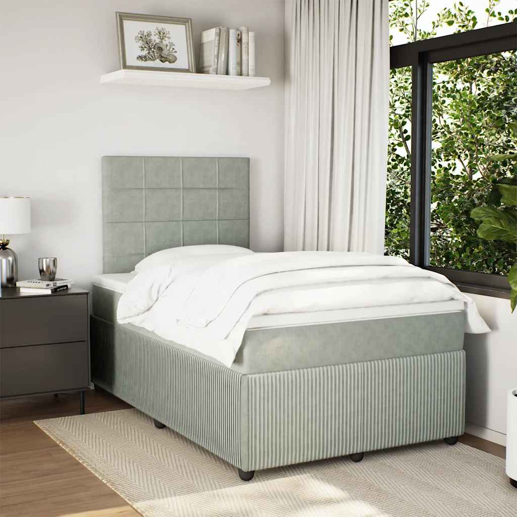 Box spring krevet s madracem svjetlosivi 120x200 cm baršunasti