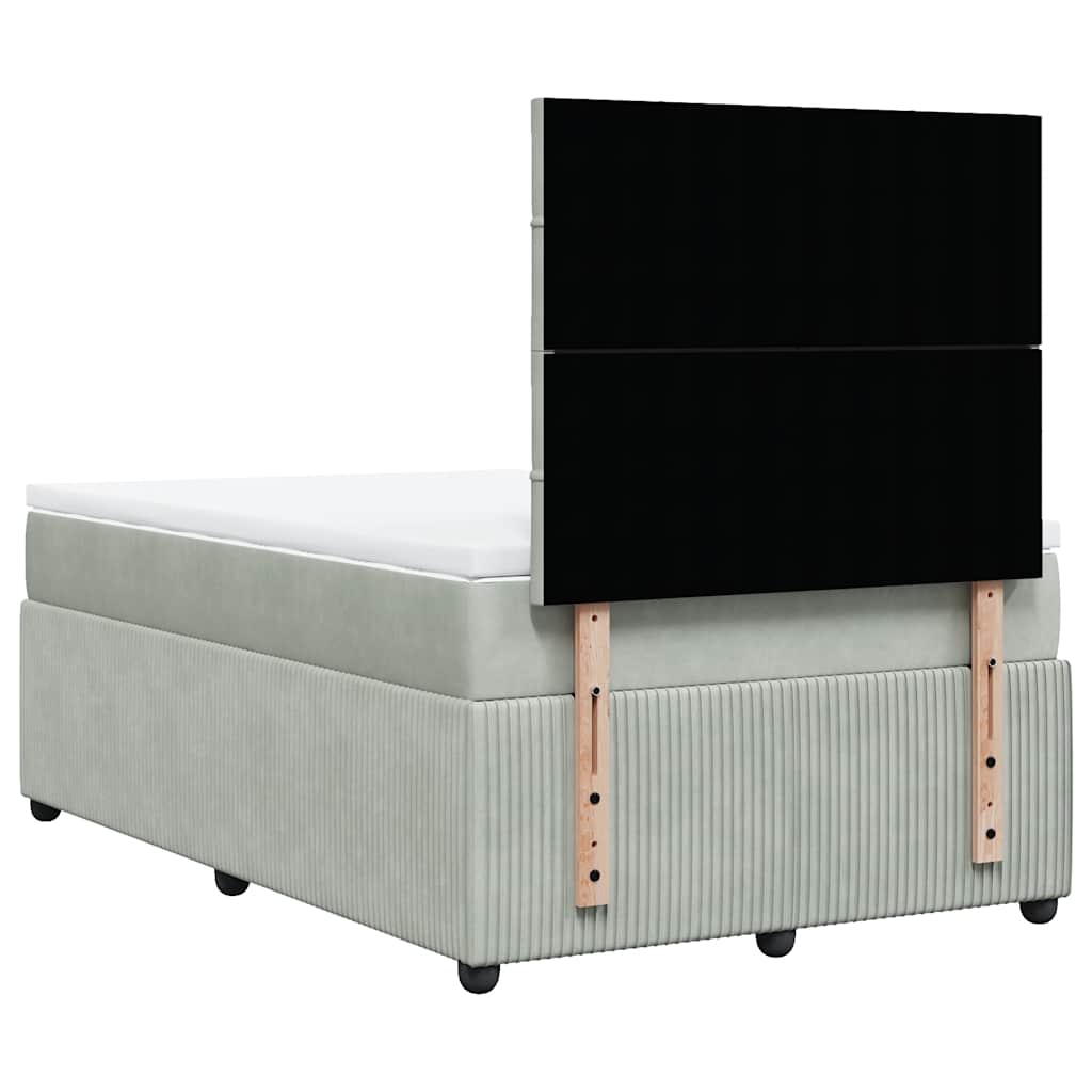 Box spring krevet s madracem svjetlosivi 120x200 cm baršunasti