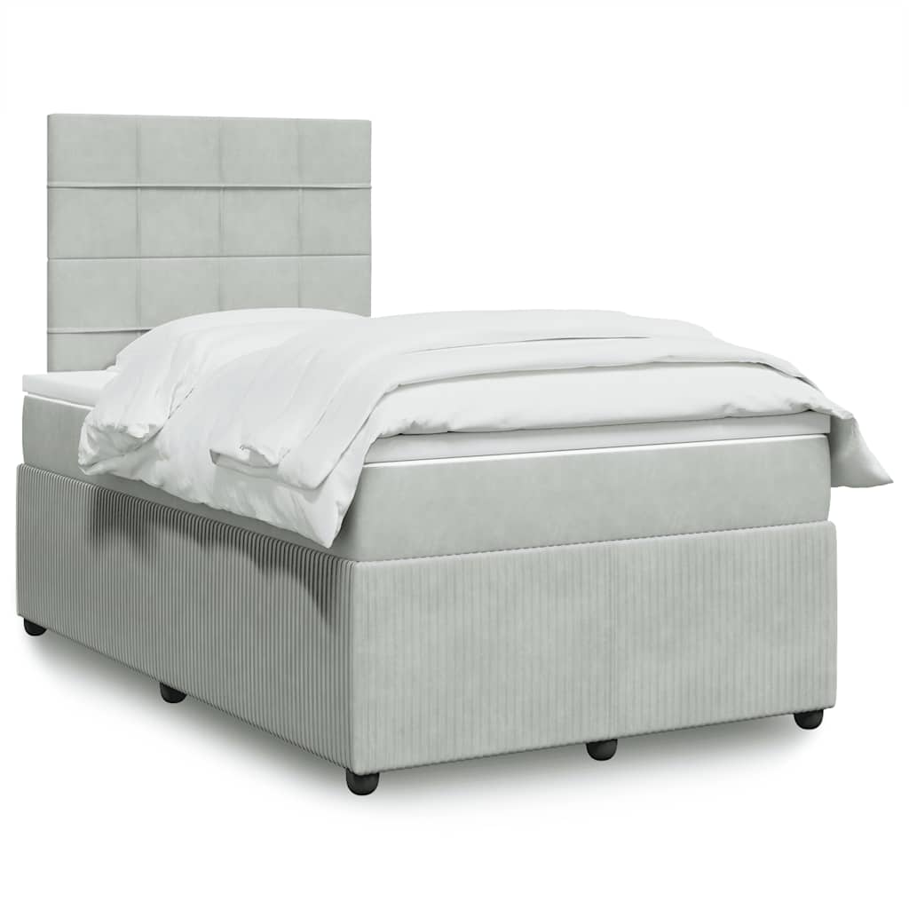 Box spring krevet s madracem svjetlosivi 120x200 cm baršunasti