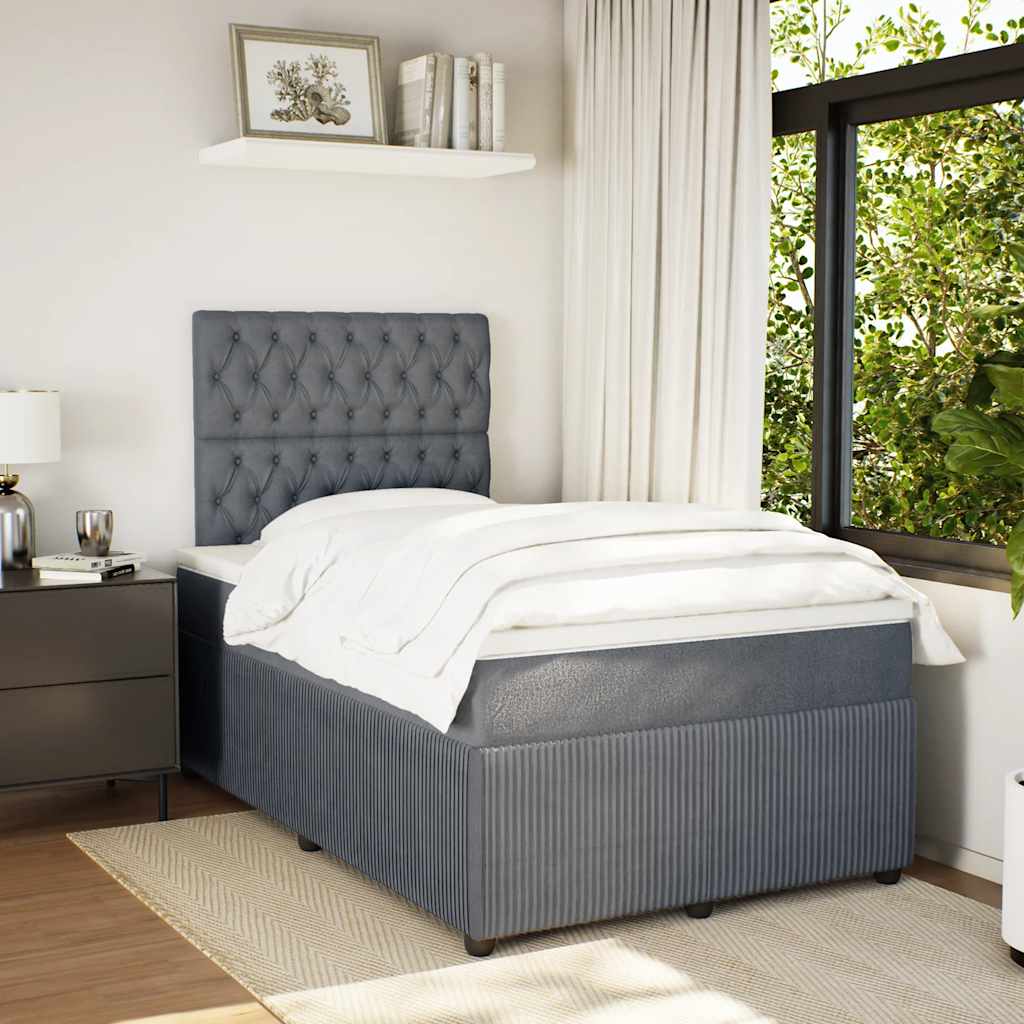 Box spring krevet s madracem tamnosivi 120 x 200 cm baršunasti