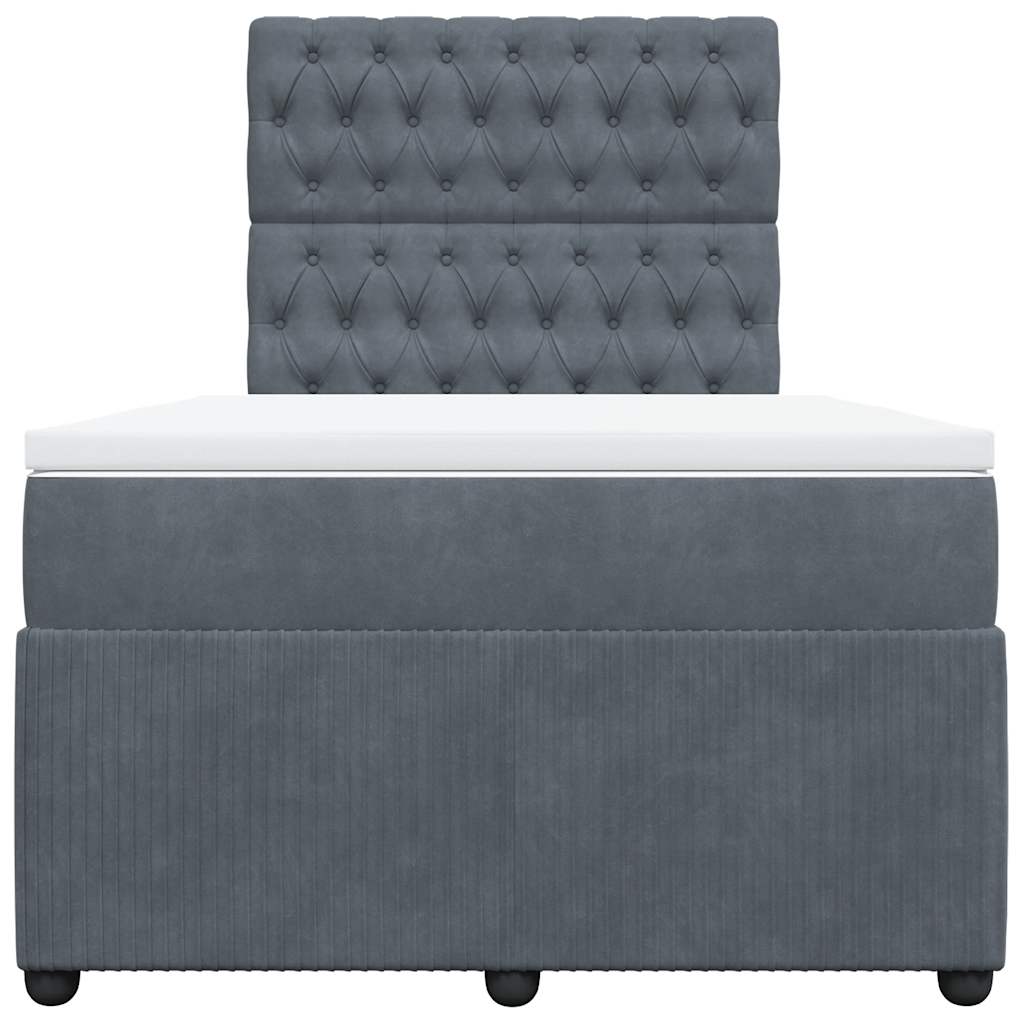 Box spring krevet s madracem tamnosivi 120 x 200 cm baršunasti