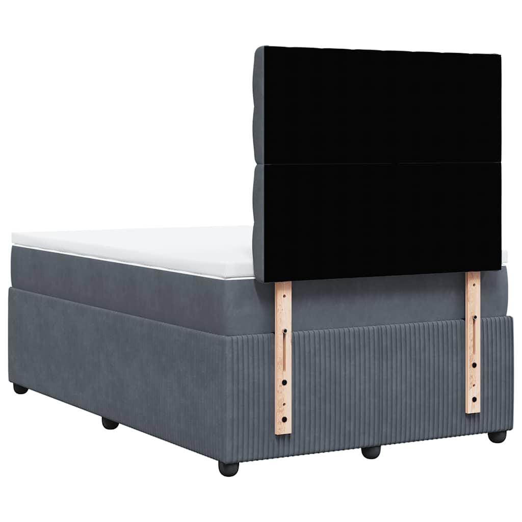 Box spring krevet s madracem tamnosivi 120 x 200 cm baršunasti