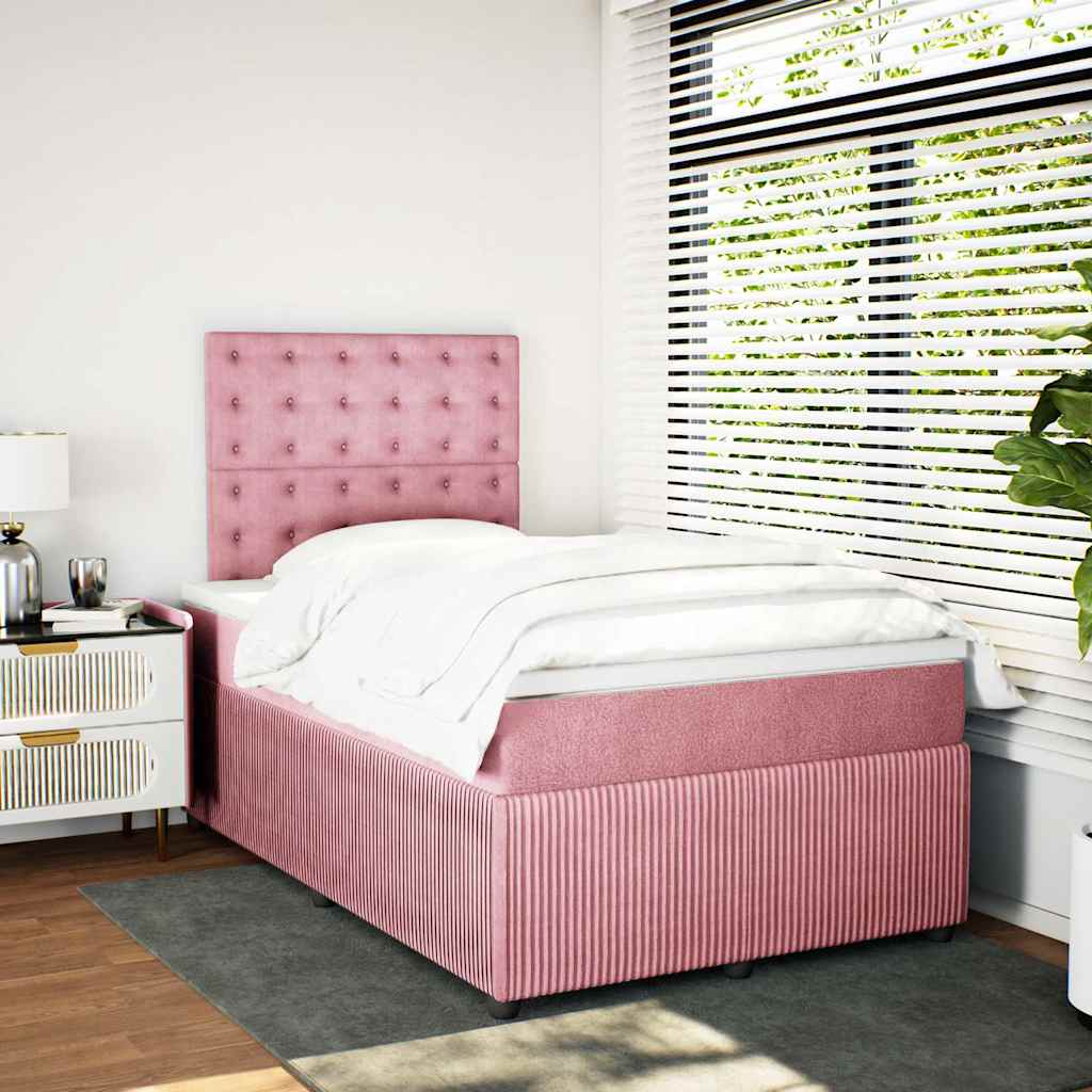 Box spring krevet s madracem ružičasti 120 x 200 cm baršunasti