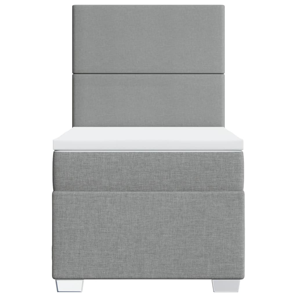 Box spring krevet s madracem svjetlosivi 90x190 cm od tkanine