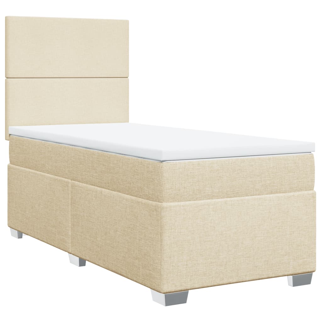 Krevet s oprugama i madracem krem 90 x 200 cm od tkanine