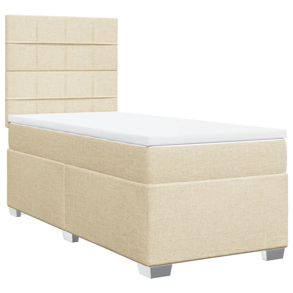 Krevet s oprugama i madracem krem 90 x 200 cm od tkanine