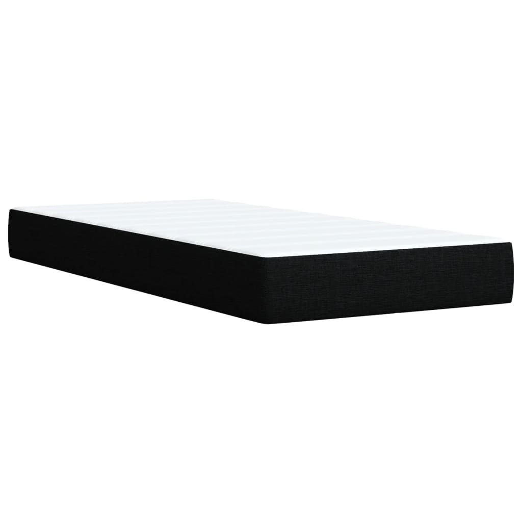 Krevet s oprugama i madracem crni 100 x 200 cm od tkanine