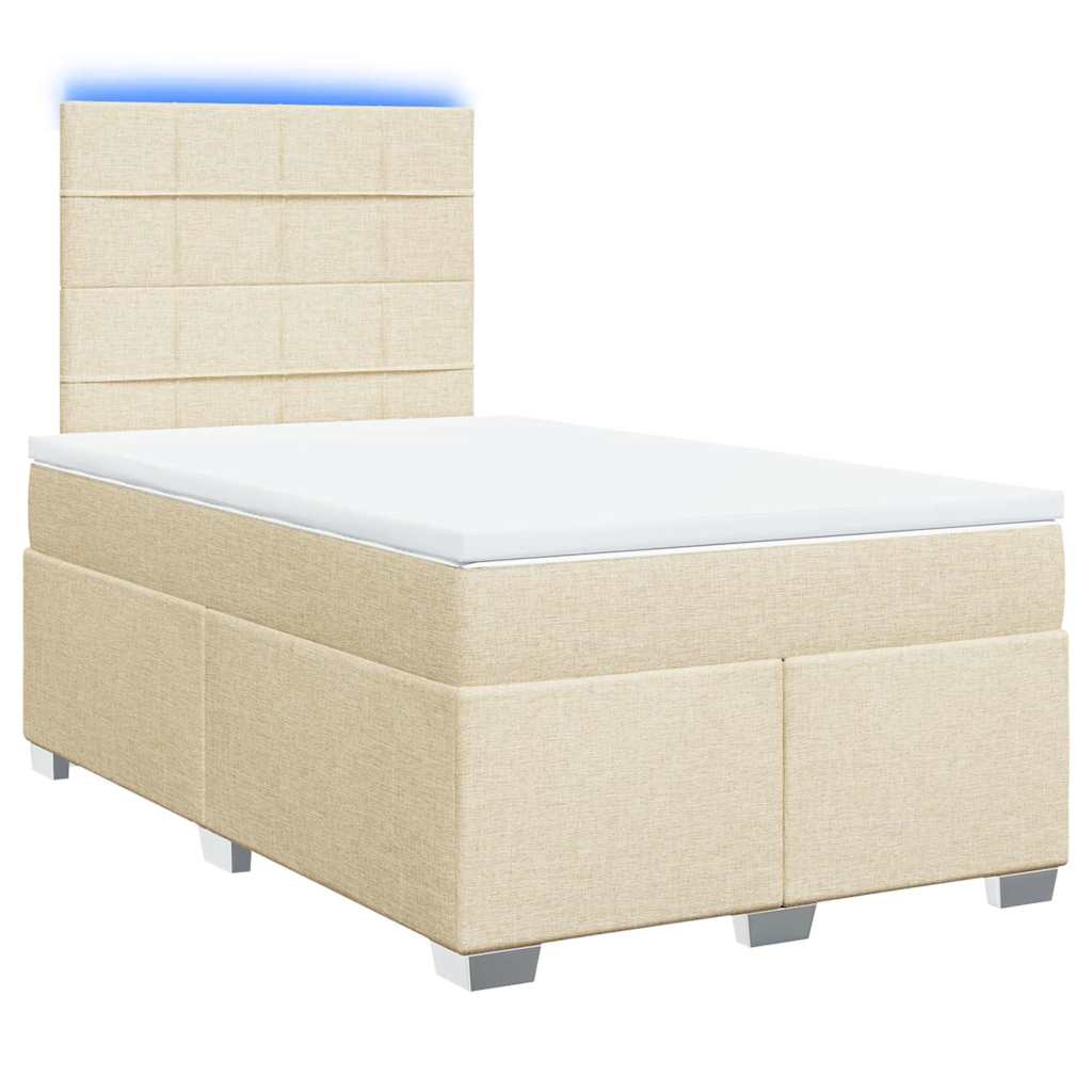 Krevet s oprugama i madracem krem 120 x 200 cm od tkanine