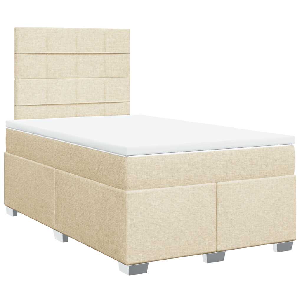 Krevet s oprugama i madracem krem 120 x 200 cm od tkanine
