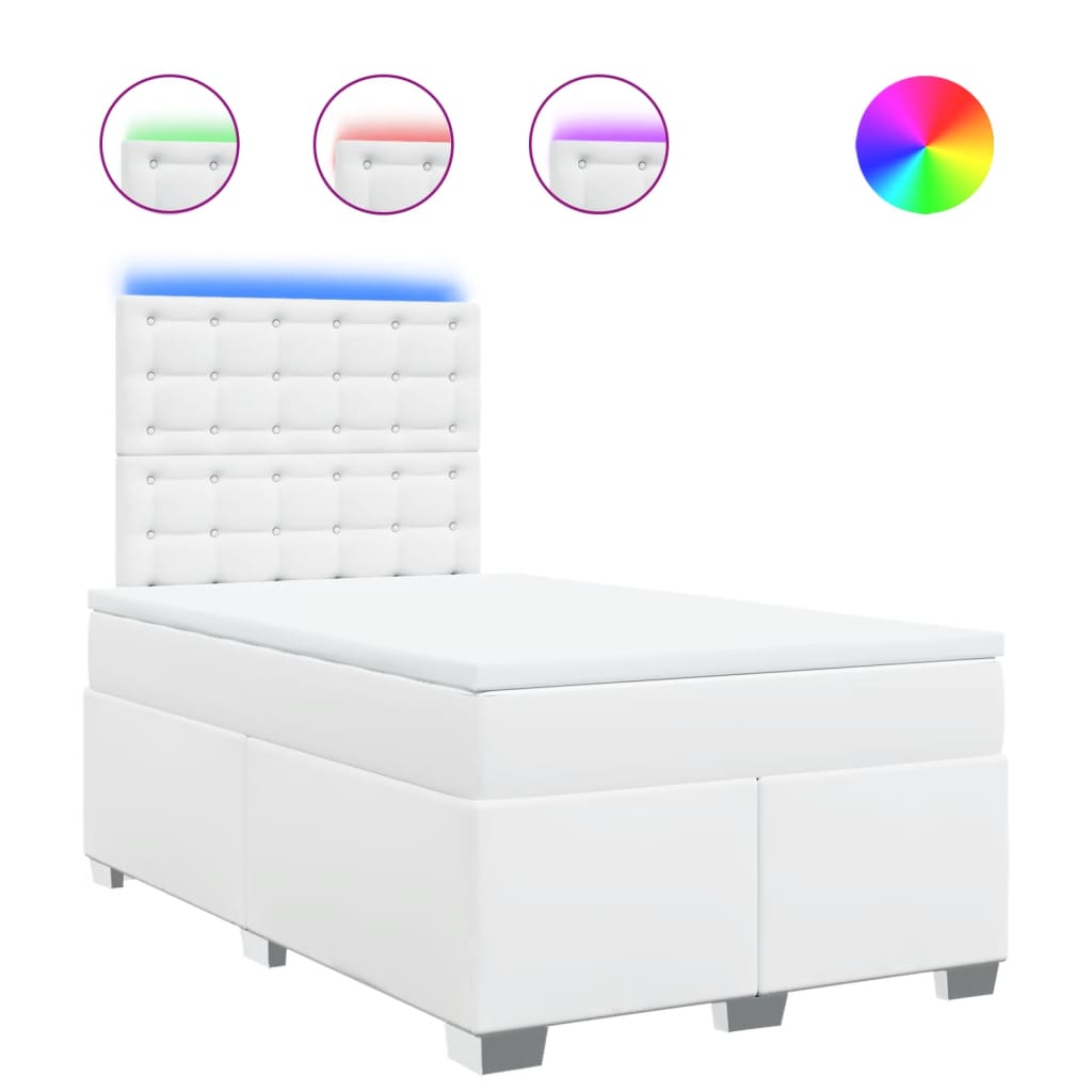 Krevet box spring s madracem bijeli 120x190 cm od umjetne kože