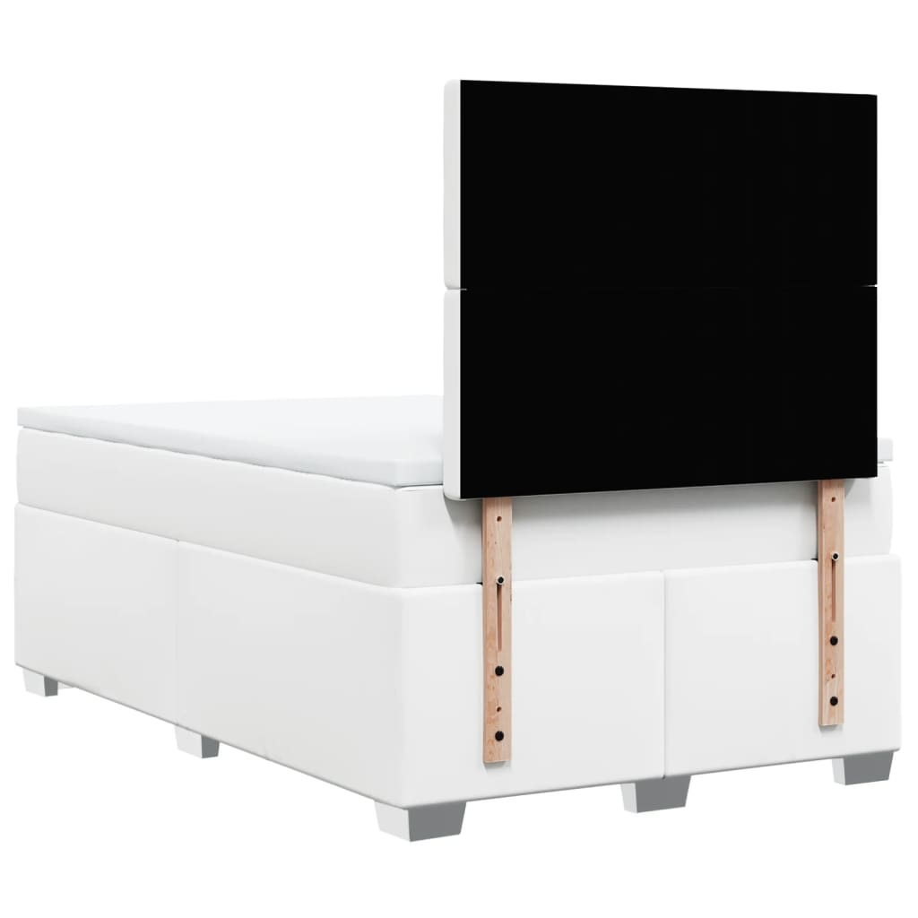 Krevet box spring s madracem bijeli 120x190 cm od umjetne kože