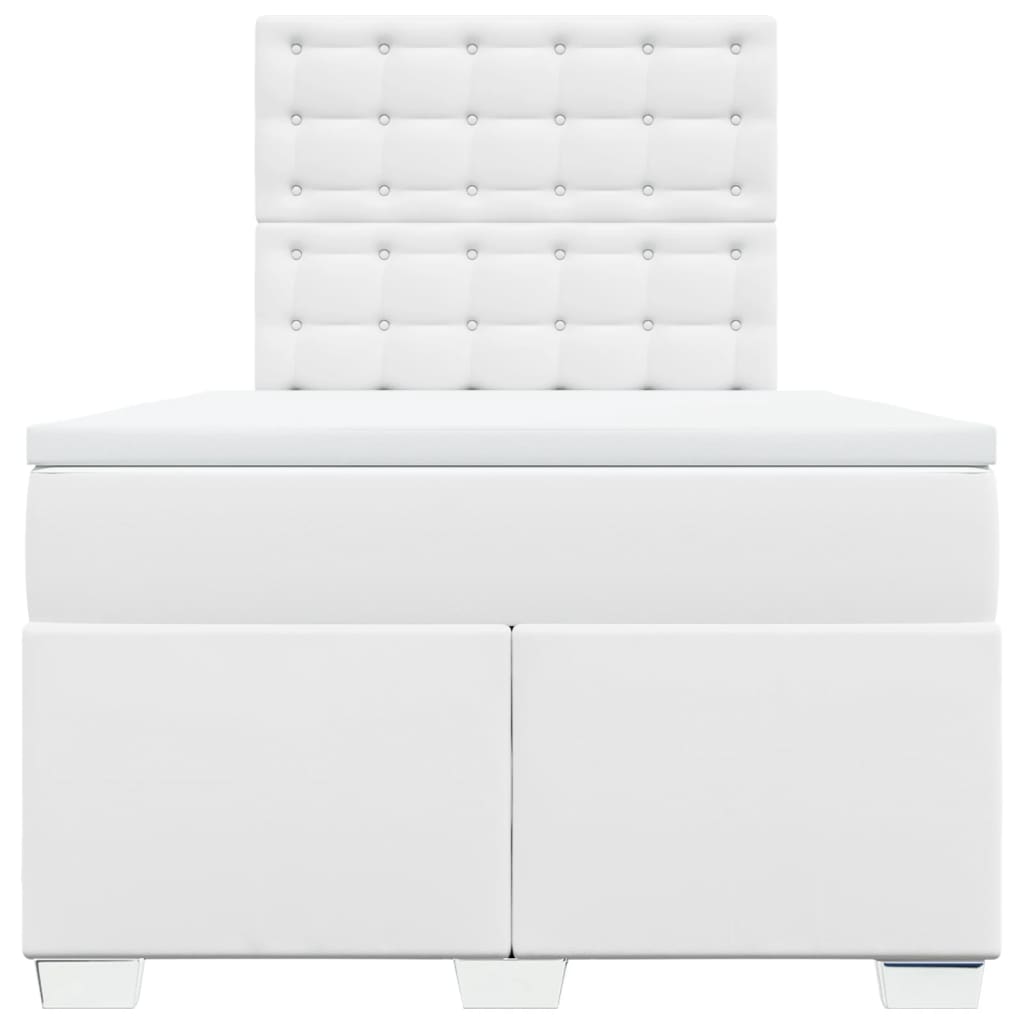 Krevet box spring s madracem bijeli 120x190 cm od umjetne kože