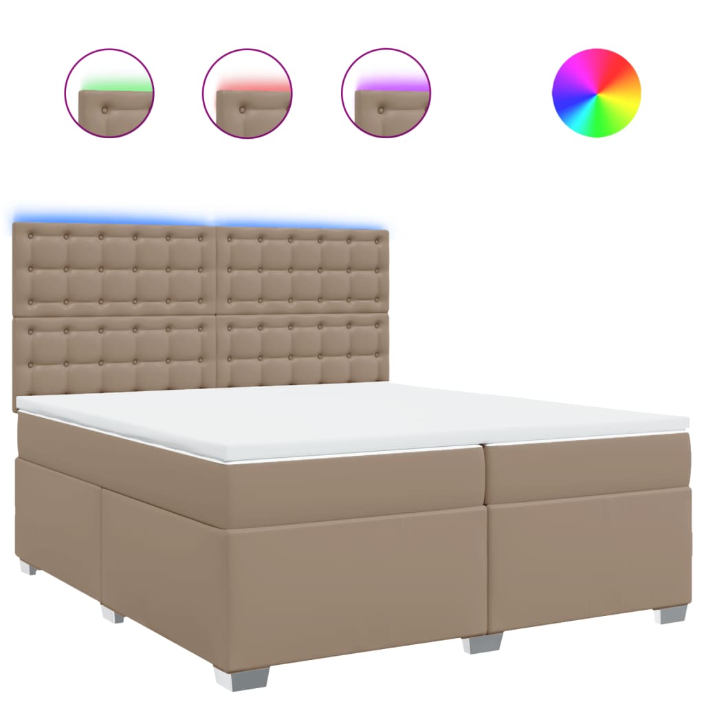 Krevet box spring s madracem cappuccino 200x200cm umjetna koža