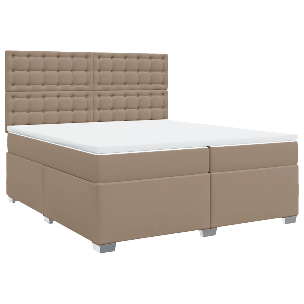 Krevet box spring s madracem cappuccino 200x200cm umjetna koža