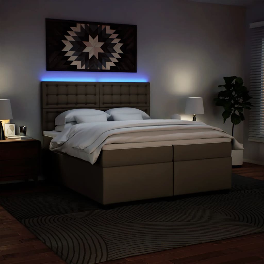 Krevet box spring s madracem cappuccino 200x200cm umjetna koža