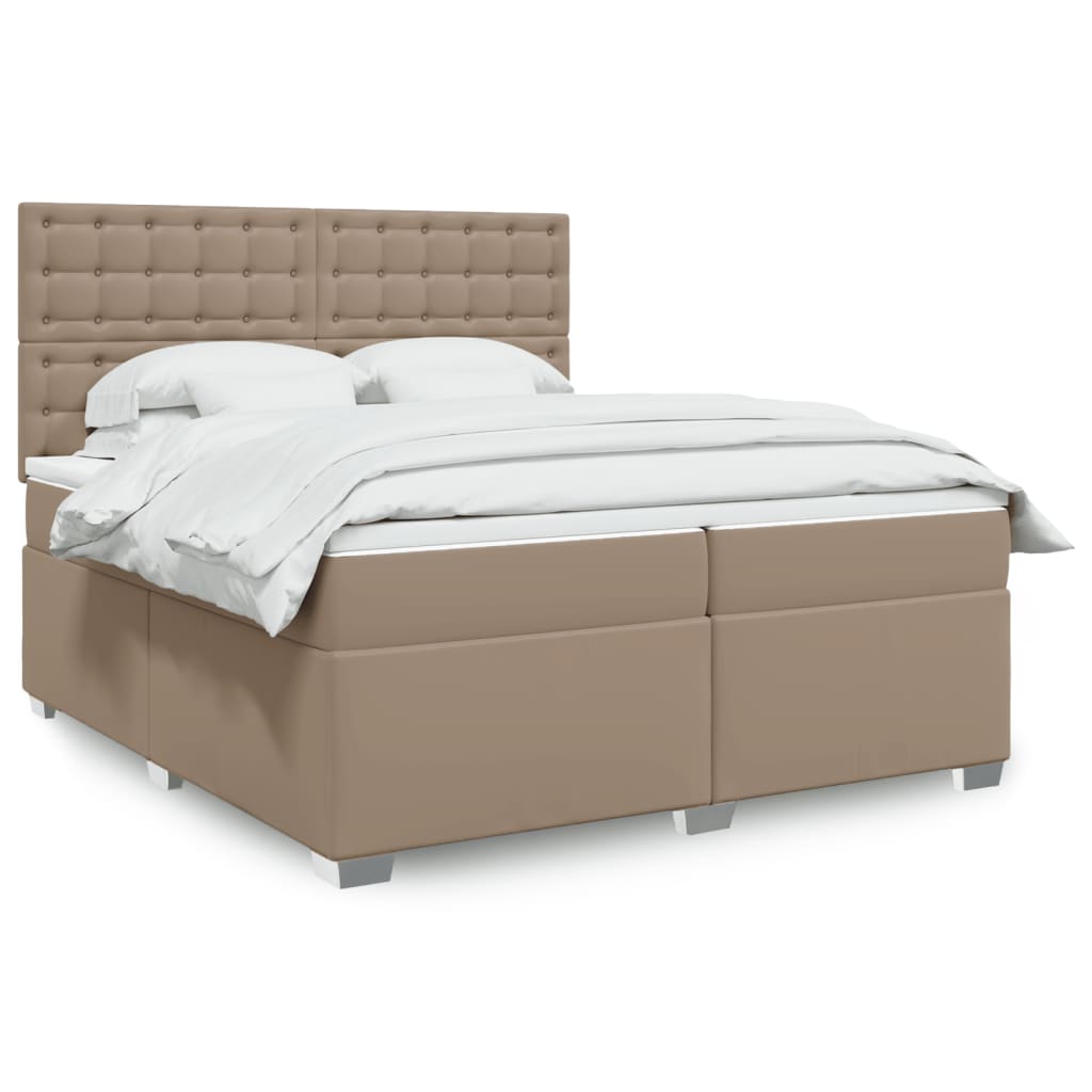Krevet box spring s madracem cappuccino 200x200cm umjetna koža