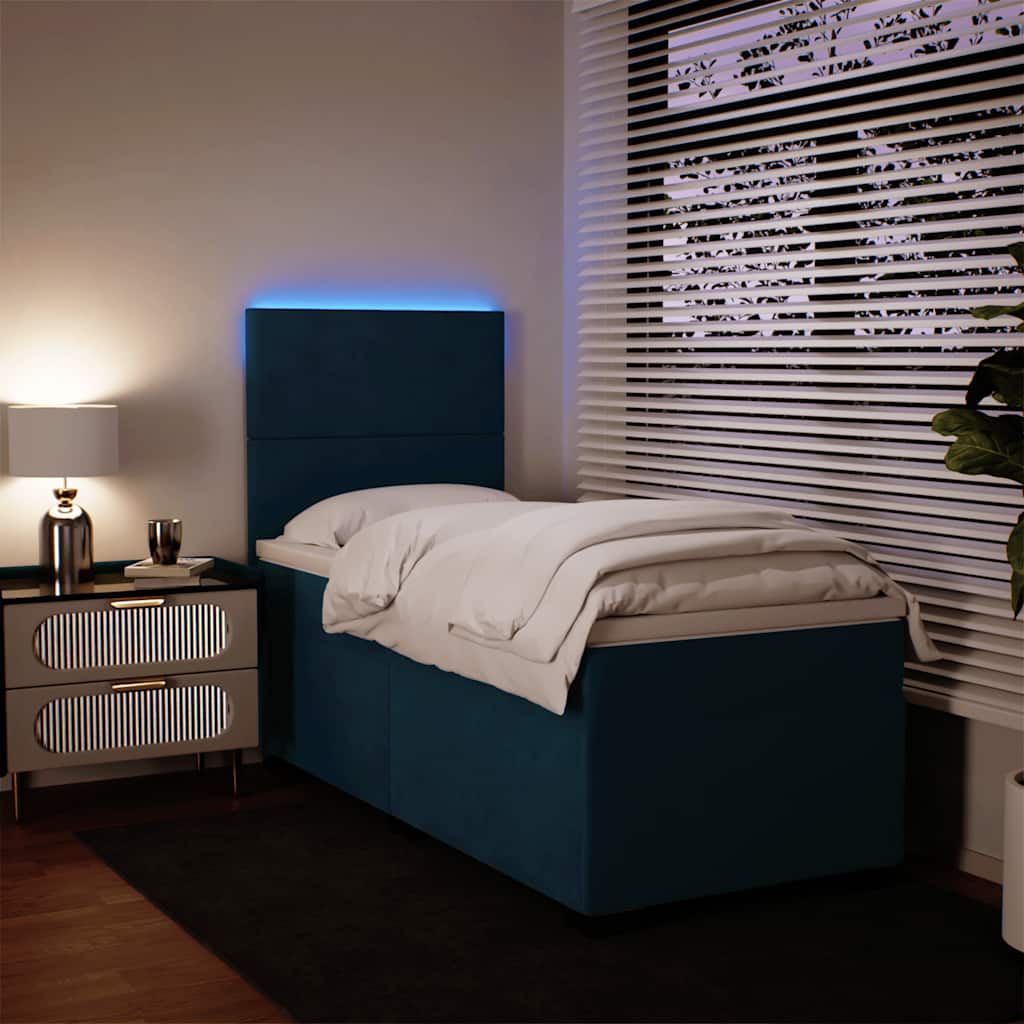 Box spring krevet s madracem plavi 80 x 200 cm baršunasti