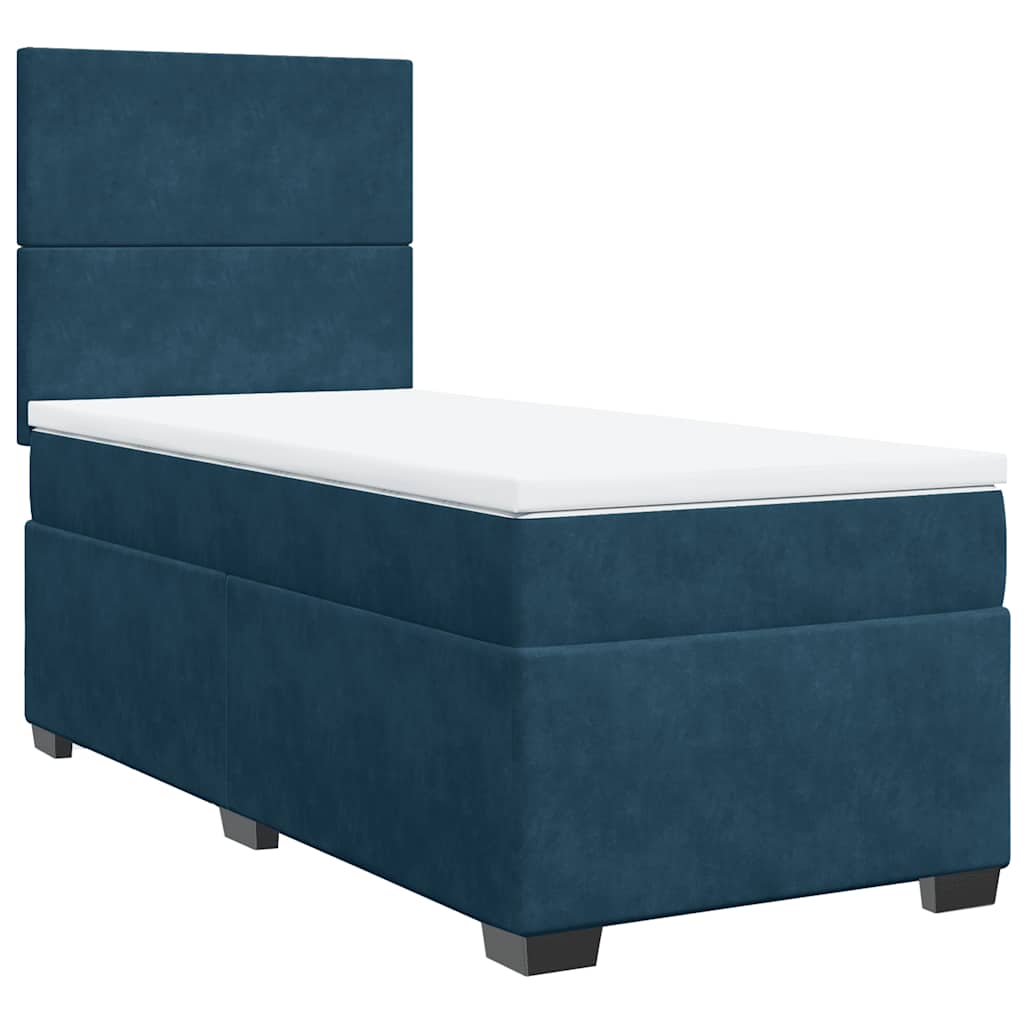 Box spring krevet s madracem plavi 80 x 200 cm baršunasti