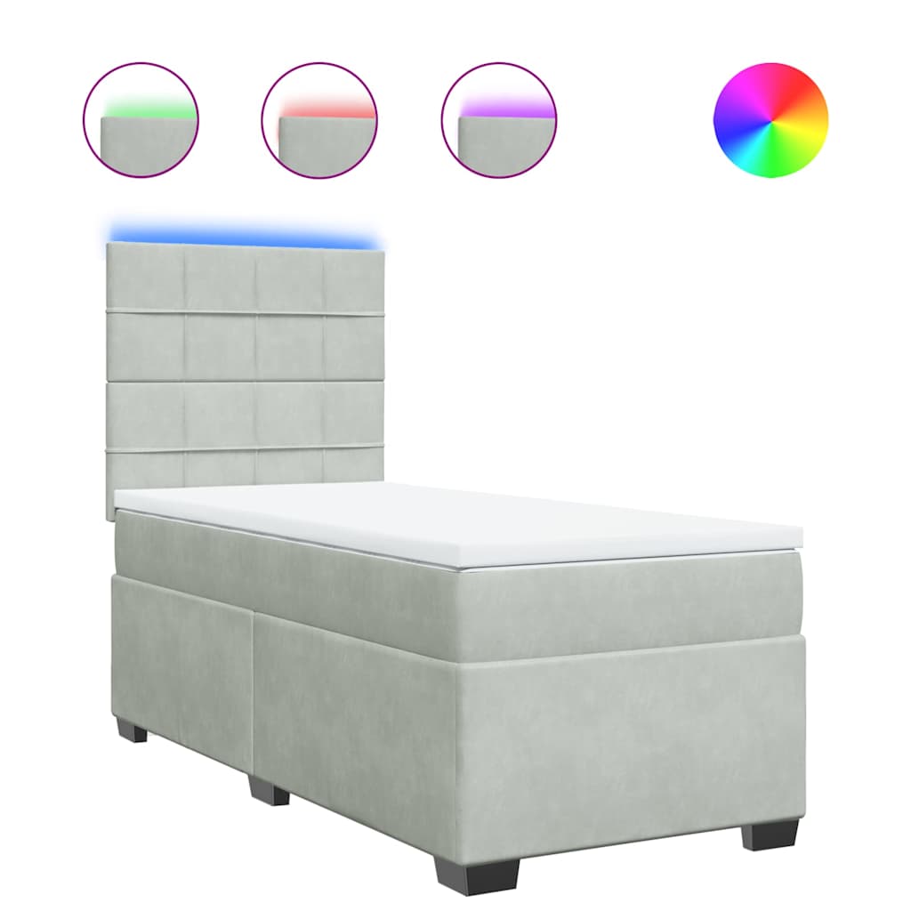 Box spring krevet s madracem svjetlosivi 80 x 200 cm baršunasti