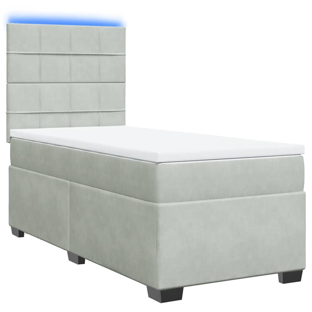 Box spring krevet s madracem svjetlosivi 80 x 200 cm baršunasti