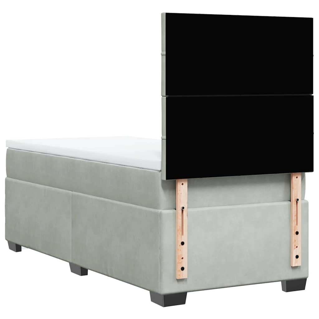 Box spring krevet s madracem svjetlosivi 80 x 200 cm baršunasti