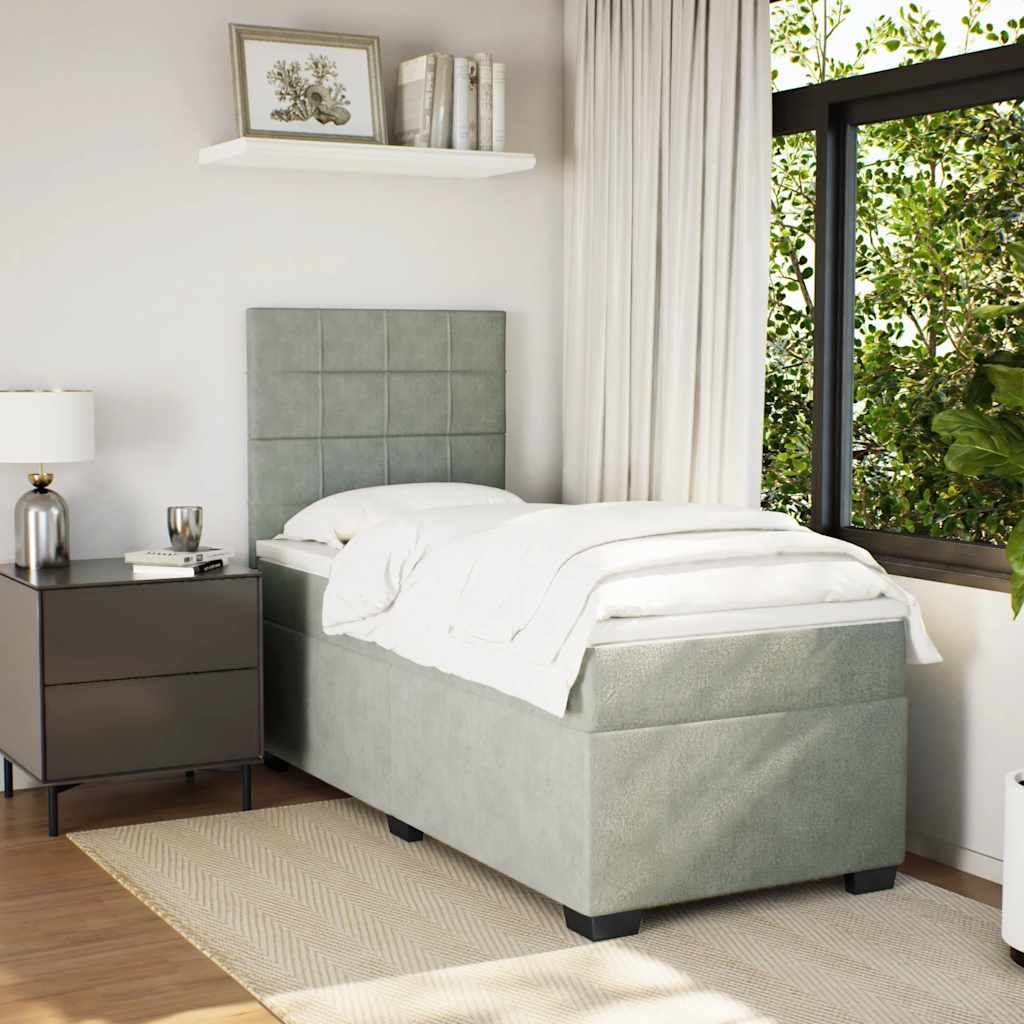 Box spring krevet s madracem svjetlosivi 80 x 200 cm baršunasti