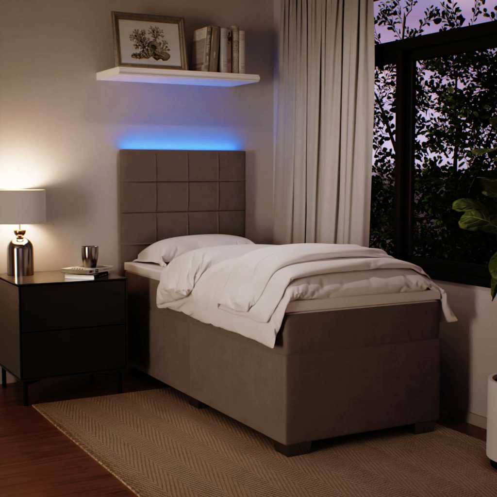 Box spring krevet s madracem svjetlosivi 80 x 200 cm baršunasti