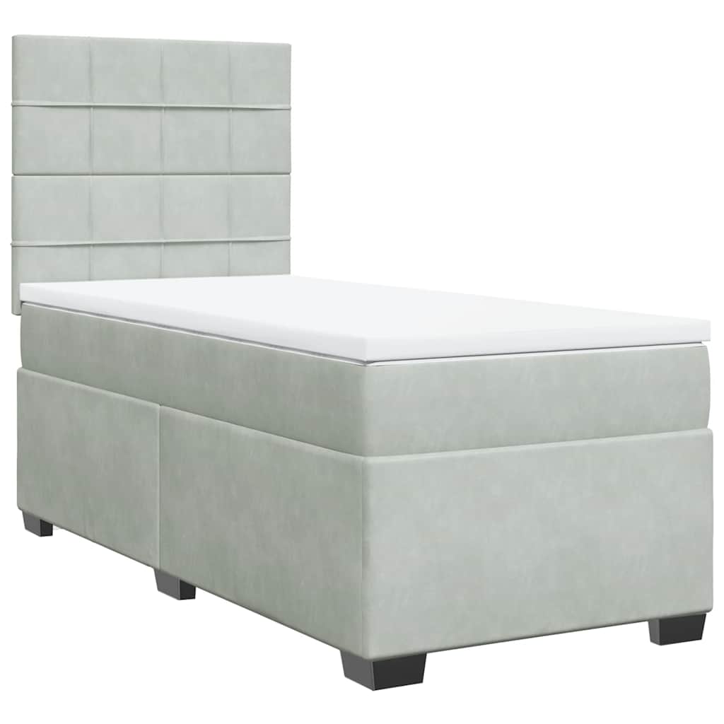Box spring krevet s madracem svjetlosivi 80 x 200 cm baršunasti