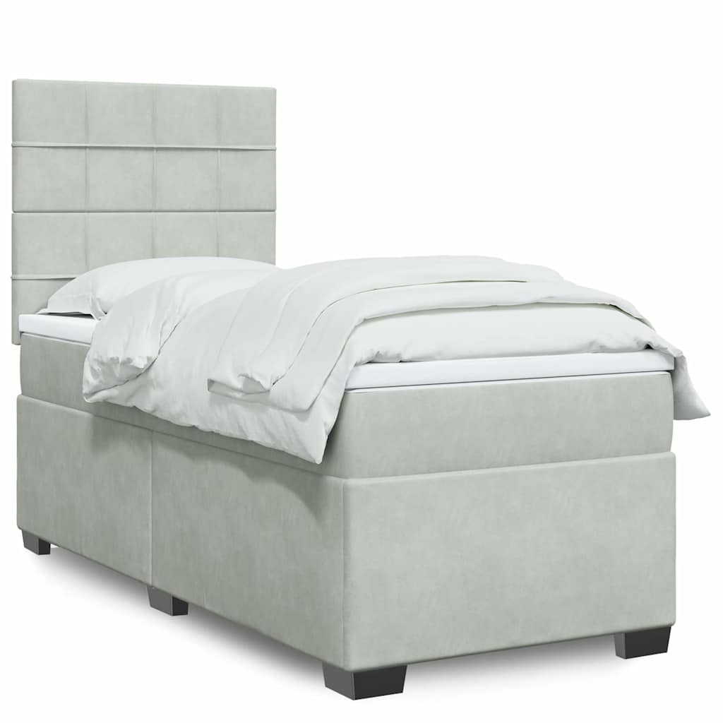 Box spring krevet s madracem svjetlosivi 80 x 200 cm baršunasti