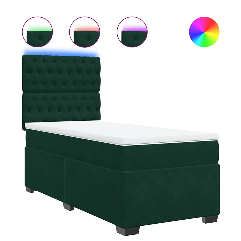 Box spring krevet s madracem tamnozeleni 80 x 200 cm baršunasti