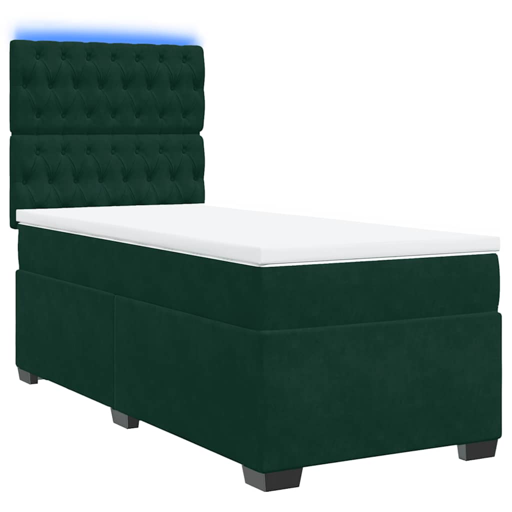 Box spring krevet s madracem tamnozeleni 80 x 200 cm baršunasti